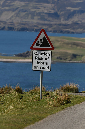 Warning sign, head of Loch na Keal, Isle of Mull, Scotland - April 2026